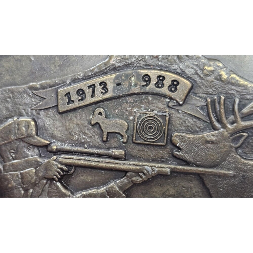 NRA Whittington Center Belt Buckle Mens Silver 1973-1988 Elk Deer Hunter USA - Picture 6 of 9
